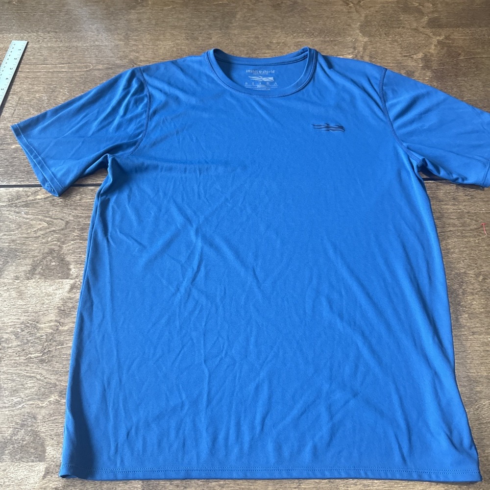 Sitka Basin Work Shirt Short Sleeve Insect Shield Tech Blue Outdoor Hunt Mens M